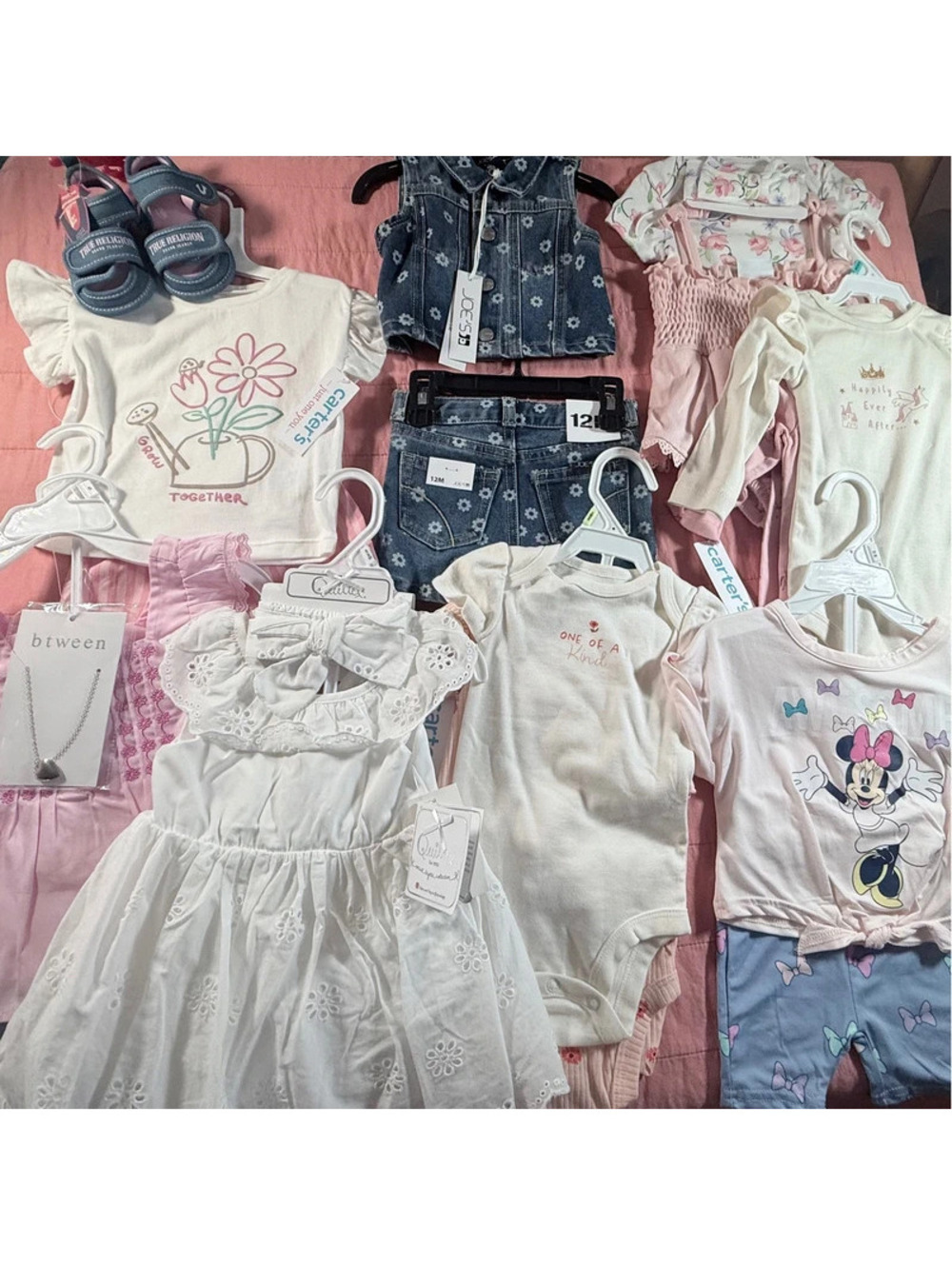 Baby Girl Clothing Lot 3-12M Carter’s Joe’s Jeans Disney True Religion Quiltex